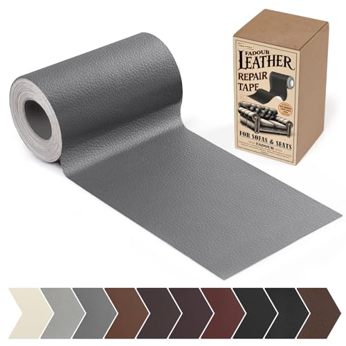 Fadoub Leather Repair Patch, 4 x 63In Self Adhesive Leather Repair Tape for Furniture, Vinyl Repair Tape for Repairing Vinyl, Couch, Sofa, Car Seats, Car Interior (Dark Gray) - color: Dark Gray, size: Litchi Grain 4 x 63 In
