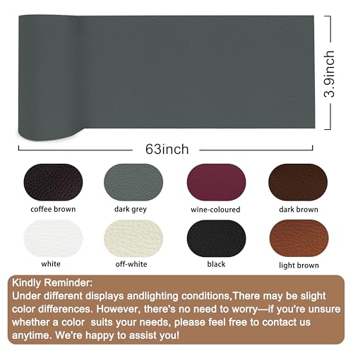 Leather Repair Tape,3.9 x 63 Inches Self Adhesive Leather Repair Patch,Vinyl Leather Repair Kit for Furniture,Couches,Car Seats,Sofas,Office Chairs,Dark Gray - color: Dark Gray, size: 3.9*63inch