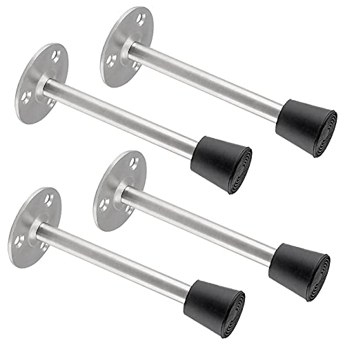 2 Pack Stainless Steel Heavy Duty Door Stop 5" Wall Mounted Door Stopper with Rubber Tip Design Mute for Wall and Door Protection, 4.7" / 120mm - size: 4.72"/120mm