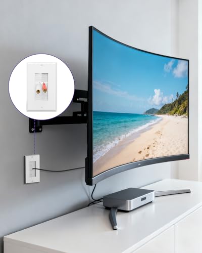 VCE Brush Wall Plate 10-Pack, Cable Pass Through Insert for Wires, Single Gang Cable Access Strap, Wall Socket for HDTV, HDMI, Home Theater Systems, White - color: White