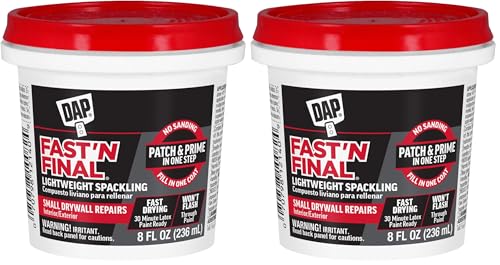 DAP Fast 'N Final Lightweight Spackling, White, 8 Oz (7079812140), (Pack of 2) - size: 8 Fl Oz (Pack of 2)