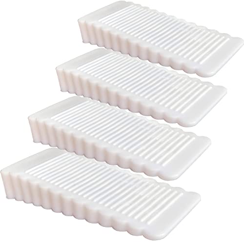 4 Pack White Rubber Door Stopper Wedge Thin and Small Non Slip Plug Discrete Heavy Soft Silicone Door Stops for Indoor Cupboard Shower Kitchen Floor Doorstop - color: White-4pcs