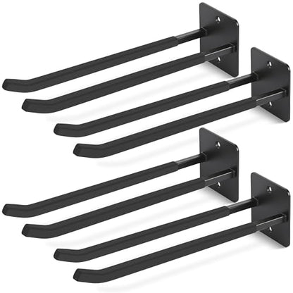 14 Inches Extra Large Garage Hooks, 4Pcs Heavy Duty Garage Wall Mount Organizer, Tool Hanger Long Utility Storage Hooks for Hanging Tire, Chair, Ladder, Garden Tools, Strollers and More