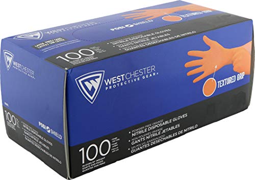 West Chester PosiGrip 2940 7 MIL Industrial Grade Nitrile Gloves – [Pack of 100] Orange, Medium, Powder-Free Gloves with Diamond Embossed Textured Palm - size: Medium
