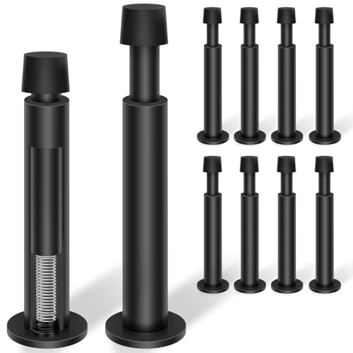 KOLAKO Door Stopper, 10 Pack Spring Door Stops with Rubber Bumper, 4.4 Inch Black Doorstop for Wall Bottom or Top - color: Black, size: 4.4 Inch - 10 Pack