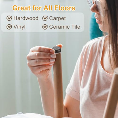 uxcell Non-Slip Furniture Pads, 4Pcs 60mm - Felt Furniture Foot Cups, Round Furniture Leg Protectors Cups Sliders for Hardwood Floors (Light Wood Grain) - color: Light Wood Grain