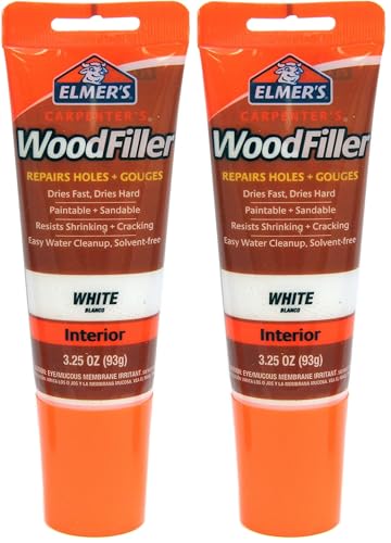 Elmer's E855 Carpenter's Wood Filler, 3.25-Ounce Tube, White (Pack of 2) - size: 3.25 oz (Pack of 2), style: White