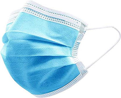 ITA-MED 3 Ply Disposable Face Masks, Protective and Breathable, 50 Count, Blue