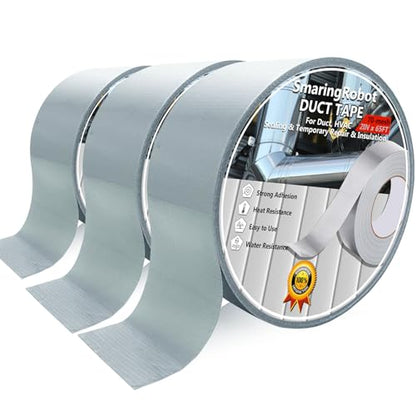 3pcs Duct Tape Heavy Duty Waterproof, Premium Sliver/Grey Strong Adhesive Flex Seal Duct Tape Bulk for Ductwork Repair, Carpet Tape, Dryer Vent, HVAC (65 FT*2 Inch*190μm,70Mesh) Indoor Outdoor Hose - size: 3 Rolls, 2" x 21 Yds