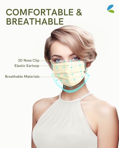 FriCARE Face Masks Disposable for Adults, 4 Ply ASTM Level 3, Individually Wrapped Mask for Allergy Protection, 100 Pack, Rustic Elegance - color: Rustic Elegance