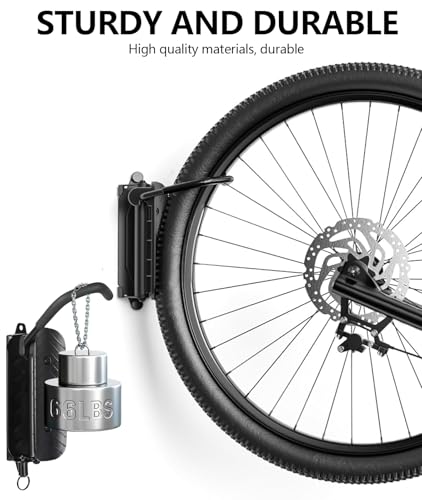 4 Pack Swivel Bike Wall Mount, Bike Hangers for Garage, Space-Saving Vertical Bike Rack, Sturdy Bike Storage Rack Holds Up to 66lbs, Easy to Install.