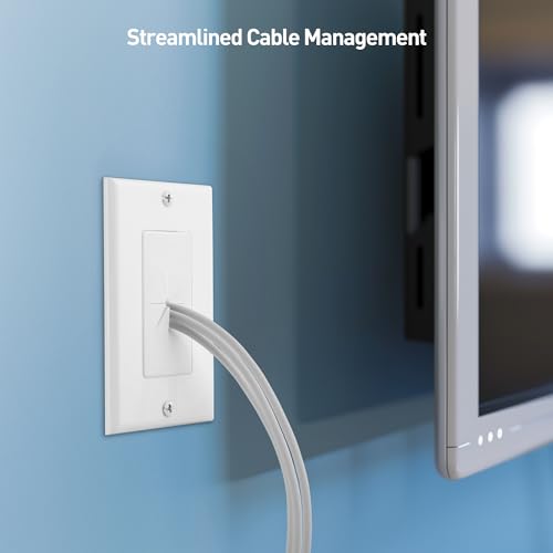 Cable Matters 2-Pack 1-Gang Wall Cable Pass Through, Cable Wall Plate with Flexible Rubber Grommet, Cord Hiding/Management Solution for Home and Office, White