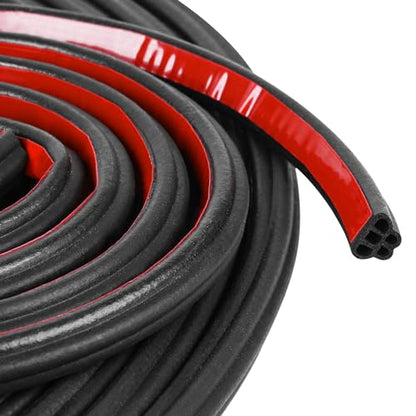 Car Weather Stripping Self Adhesive 33Ft Double Layer 5-Hole Universal Automotive Soundproofing Weatherstrip Adhesive Car Door Rubber Seal Strips with Adhesive Backing for Car RV Truck Doors Window - size: 33Ft
