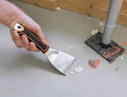 ROLLINGDOG 3 Inch Stainless Steel Paint Scraper - Bent Blade Putty Knife & Chisel Scraper for Wallpaper Removal, Floor Stripping, Carpet Trim – Ergonomic Handle with Hammer Cap - color: 3" Bent Scraper
