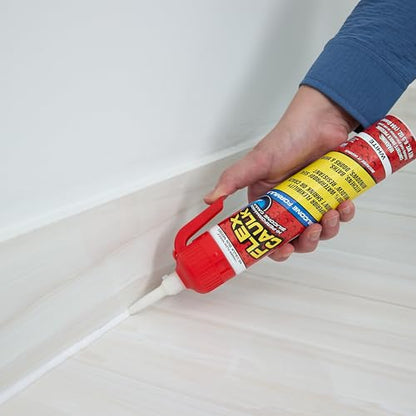 Flex Caulk, Silicone, Waterproof & Weatherproof Sealant, Strong, Indoor, Outdoor, Bath, Kitchen, Shower, Sink, Window, Baseboards, Door, RV, Roof, Wood, Glass, Tile, Marine, White, 6.5 oz, 1-Pack - style: Silicone, White, 6.5 oz, 1-Pack