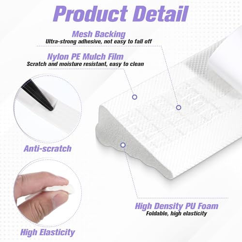 3Pcs 196" Door Insulation White Weather Strip Window Seal Weather Seal Window Gap Filler Stripping for Winter Insulation Foam Self Adhesive Door Gap Filler Noise Blocker Draft Stopper, Wedge