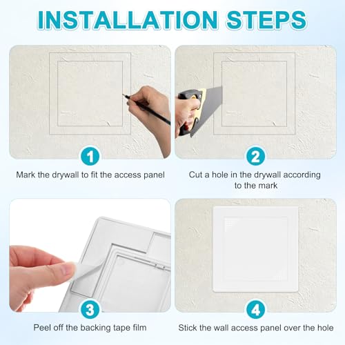 M METERXITY 1-Pack Access Panel for Drywall, 6x6 Inch Plastic Self Adhesive Wall Hole Cover Access Doors for Wiring Cable/Ceiling, Removable Plumbing Wall Panel [White, Vented Square] - color: White