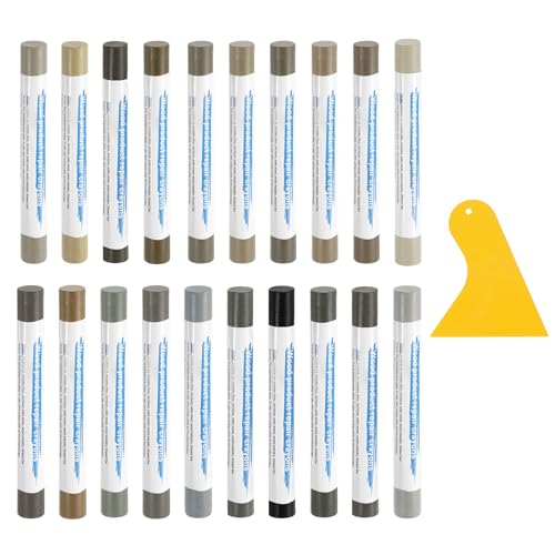 uxcell 20Pcs Wood Filler Sticks, Furniture Scratch Repair Wax Crayons Furniture Touch Up Markers Wood Repair Wax Kit with Spatula for Furniture, 20 Colors Comprehensive Gray Series - color: Comprehensive Gray Series