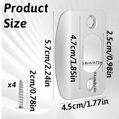 2Pcs Door Strike Plate Univeral 2-1/4 inch x 1-7/16 inch Door Latch Restorer Strike Plate Round Corner with Screws