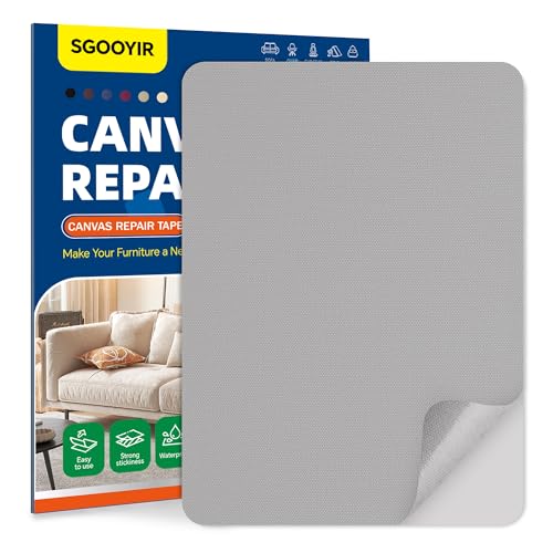 Self-Adhesive Canvas Repair Tape, 8.3" x 11" Waterproof Canvas Repair Patch, Fabric Patch Repairs Kit for Furniture, Tents, Sunbrellas, Boat Covers Awnings, Couches, Clothes, Bags Grey - color: Grey, size: 8.3" x 11"