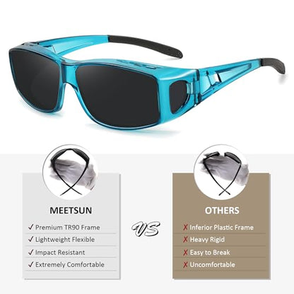 MEETSUN Fit Over Glasses Sunglasses for Men Women,Wrap Around Sunglasses Polarized UV400 Protection - color: (Z1)-clear Blue-gray Lens