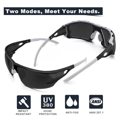 UKNOW Safety Glasses - Anti Fog Wraparound Lenses - Removable Foam Gasket - ANSI Z87.1 Protective Eyewear - Impact Resistant - color: Gray With Smoke Lens