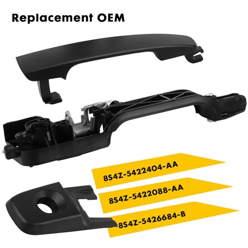 SHACHAR Exterior Door Handle Kit, Front Left Driver Side 8S4Z-5422404-AA Compatible with Ford Focus 2008-2011, Cap w/Keyhole 8S4Z-54218A14-AA, Bracket 8S4Z-5426685-B Matte Black - size: Front Left Driver Side