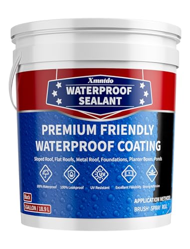 Polyurethane Waterproof Coating, Black, 5 Gallon, Roof Sealant Waterproof Coating for Flat & Matal Roofs, Foundations, Concretes, Indoor and Outdoor Leak Repair Basement Sealer Waterproofing - color: Black, size: 5 Gallon