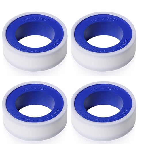 Teflon Tape 4PCS,PTFE Plumbers Tape,for Sealing,Plumbing,Sealant,Thread Seal for Shower Head,Water Pipe,Prevent Leakage,(1 Roll,1/2 Inch X 520 Inches).