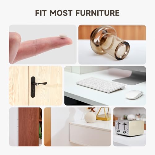 CO-Z 100pcs Felt Cabinet Door Bumpers, Small Pads for Cabinet Doors 0.4 in Diameter, Self Adhesive Thick Felt-Dots Bumper Pads for Furniture Drawers Walls Floors - size: 3/8" Round-100 Pack, Felt