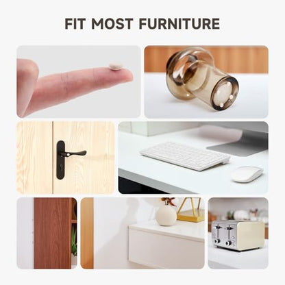 CO-Z 100pcs Felt Cabinet Door Bumpers, Small Pads for Cabinet Doors 0.4 in Diameter, Self Adhesive Thick Felt-Dots Bumper Pads for Furniture Drawers Walls Floors - size: 3/8" Round-100 Pack, Felt