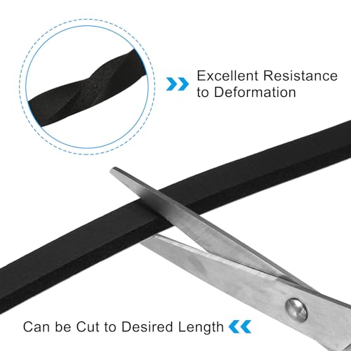 PATIKIL Foam Weather Stripping for Doors, 2 Rolls 3/8" W x 3/16" T Foam Seal Tape Adhesive Insulation Strip for Door Window Air Conditioning, Black(13 Ft Total Length in 2 Rolls) - size: 3/8" W x 3/16" T