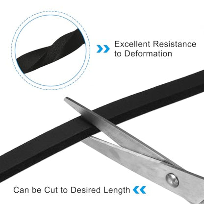 PATIKIL Foam Weather Stripping for Doors, 2 Rolls 3/8" W x 3/16" T Foam Seal Tape Adhesive Insulation Strip for Door Window Air Conditioning, Black(13 Ft Total Length in 2 Rolls) - size: 3/8" W x 3/16" T