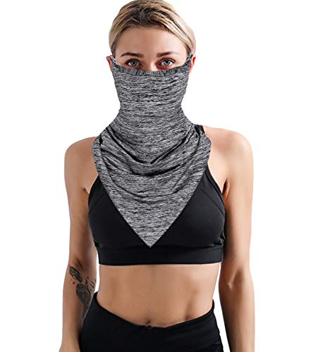 Kyerivs Face Mask Reusable Washable Cloth Bandanas Women Men Neck Gaiter Cover Ear Loops - color: Grey