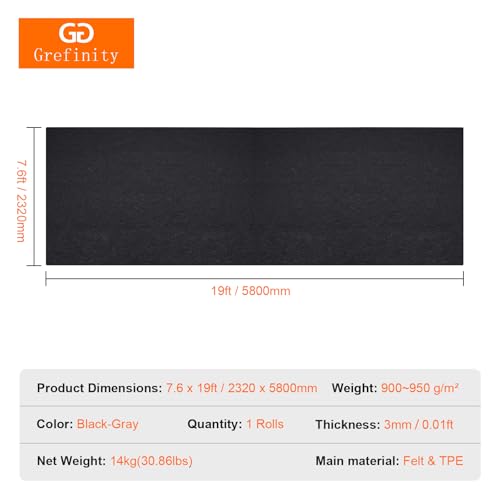 Grefinity Garage Floor Mat，7.6'x 19' Oil Spill Mat Heavy Duty Under Car Mat for Garage & Driveway, Protects Against Oil, Chemicals & Stains with TPE Anti-Leak Backing, Reusable & Washable - size: 7.6'x 19'