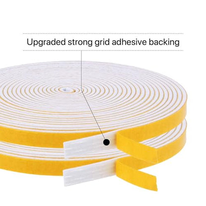 4 Rolls Weather Stripping for Doors, 1/4 Inch Wide X 1/16 Inch Thick Total 52 Feet Long Adhesive Soundproof Foam Seal Tape for Windows(13ft x 4 Rolls) - size: 1/4" (W) x 1/16" (T) x 52' (L)