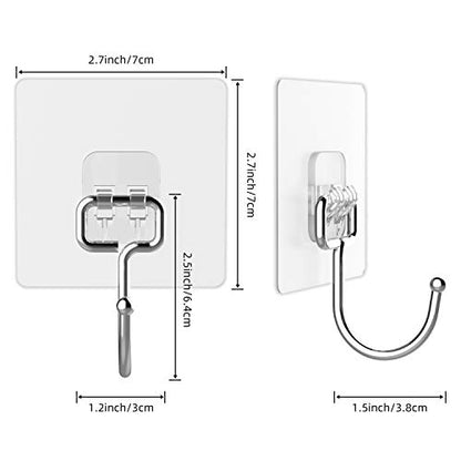 Large Adhesive Hooks for Hanging Heavy-Duty 44Ib(Max) 30 Packs, Wall Hangers without Nails Self-Adhesive Traceless Clear and Removable, Waterproof and Rustproof Multiple Uses for Bathroom Kitchen Home - size: 30 Large Hooks