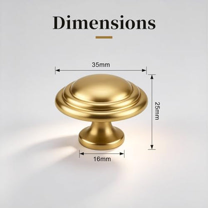 Gobrico 5 Pack 1-3/8 Inch Cabinet Knobs, Brushed Gold Dresser Knob, Brushed Brass Round Bifold Kitchen Wardrobe Drawer Knob - color: Brushed Gold