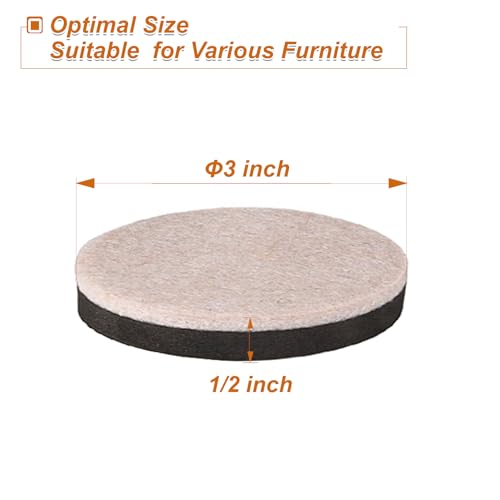 Felt Furniture Sliders for Hardwood Floors, 16 PCS 3" Reusable Furniture Movers Sliders for Hard Surfaces, Move Your Furniture Easily and Safely! - size: 3 inch 16 PCS