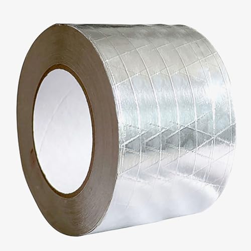 Fiberglass Reinforced Foil Duct Tape, 3.18 inch Glass Fiber Cloth Aluminum Foil Tape Duct Tape Withstand 80°C to 100°C, Fireproof Heat Resistant Tape for HVAC, Metal Repair Sealing and Insulation - color: Cross Pattern Silver, size: 3.18 inch width x 82 f