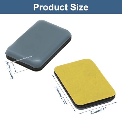 Piutouyar 20 Pcs Rectangle Furniture Slider Gliders Pad, Self-Adhesive Furniture Movers Slider Carpet Floor Protector Pads for Chair, Table, Sofa, Desk Moving Pads(35 x 25 mm) - size: 35x25mm