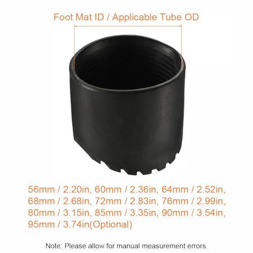 Universal Rubber Ladder Foot Mat with Corrugated Grip for 56–95mm OD Round Tubes (60mm / 2.36in) - size: 60mm / 2.36in