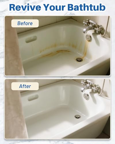 Tile Paint, 17oz Tub and Tile Paint Refinishing Kit with Tools, Easy to Use for Countertop Bathroom Bathtub Kitchen Sink, Semi-Gloss White, Low Odor，25-30sq.ft - size: 17.3 Fl Oz (Pack of 1)