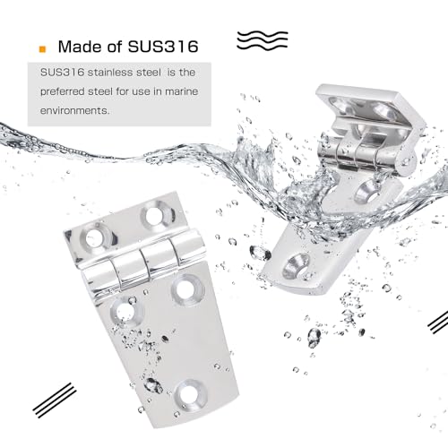 Atibin Hardware Deck Marine Hinge Boat Mirror Stainless Steel Hinge Marine Heavy Polished Hatch Boat Hinges Offset SUS316 2.62 inch x 1.51 inch 2pcs - color: 2.62 inch x 1.51 inch 2pcs