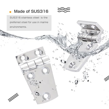 Atibin Hardware Deck Marine Hinge Boat Mirror Stainless Steel Hinge Marine Heavy Polished Hatch Boat Hinges Offset SUS316 2.62 inch x 1.51 inch 2pcs - color: 2.62 inch x 1.51 inch 2pcs