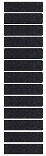 Stair Treads Collection Set of 13 Indoor Skid Slip Resistant Carpet Stair Tread Treads Black (8 Inch x 30 Inch) (Black, Set of 13) - color: Black, size: 13 Pcs - 8"x30"