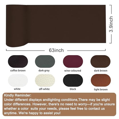 Leather Repair Tape,3.9 x 63 Inches Self Adhesive Leather Repair Patch,Vinyl Leather Repair Kit for Furniture,Couches,Car Seats,Sofas,Office Chairs,Dark Brown - color: Dark Brown, size: 3.9*63inch
