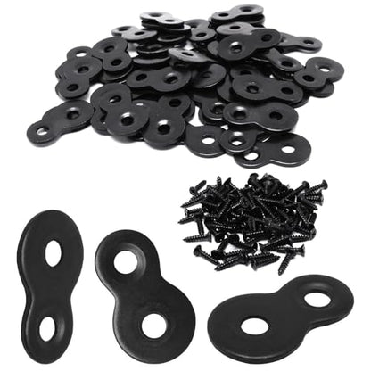 52pcs Figure 8 Fastener, Figure 8 Table Top Fasteners with Screws Heavy Duty Figure-Eigh Clips for Table Tops Connector Bracket (Black) - size: 52pcs
