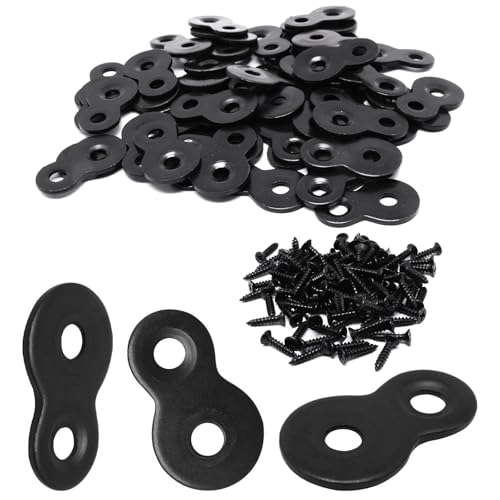 52pcs Figure 8 Fastener, Figure 8 Table Top Fasteners with Screws Heavy Duty Figure-Eigh Clips for Table Tops Connector Bracket (Black) - size: 52pcs