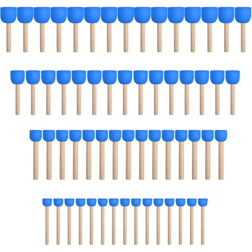WAFJAMF 60 Pcs Assorted Size Round Sponges Brush Set, 4 Size DIY Paint Tools for Kids – Blue - color: Blue